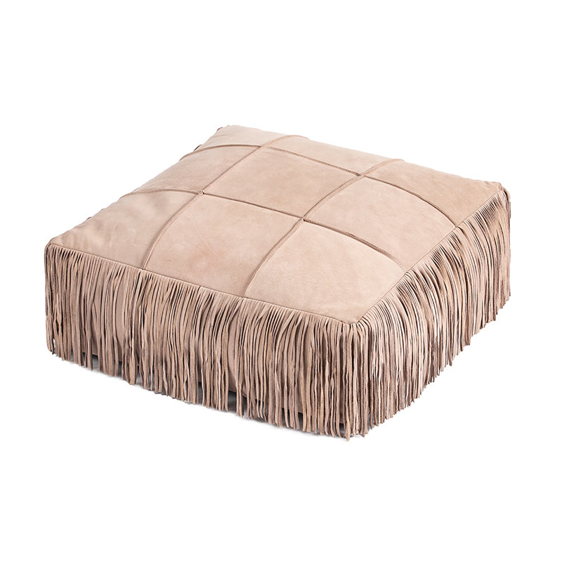 Foundry Select Guglielmo 24" Genuine Leather Rectangle Pouf Ottoman